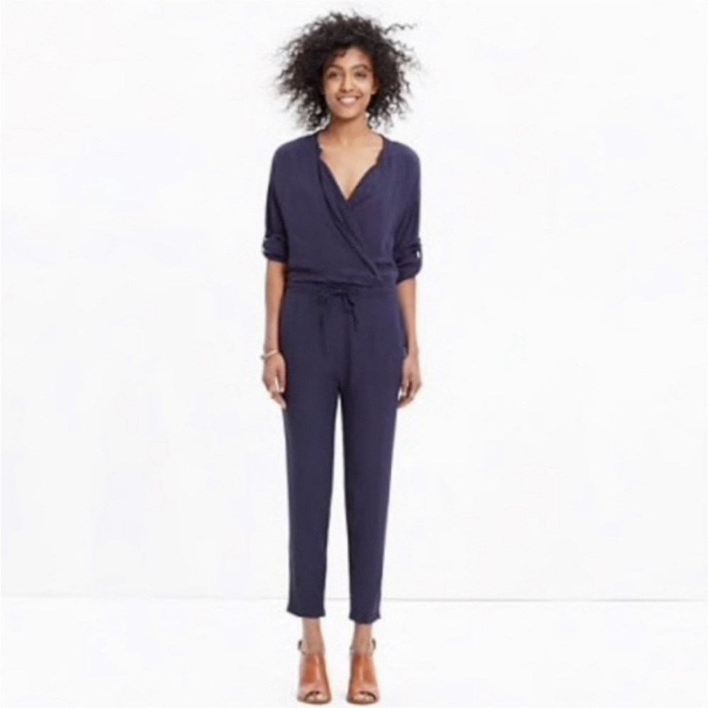 Madewell Navy Blue Novelist Drawstring Jumpsuit